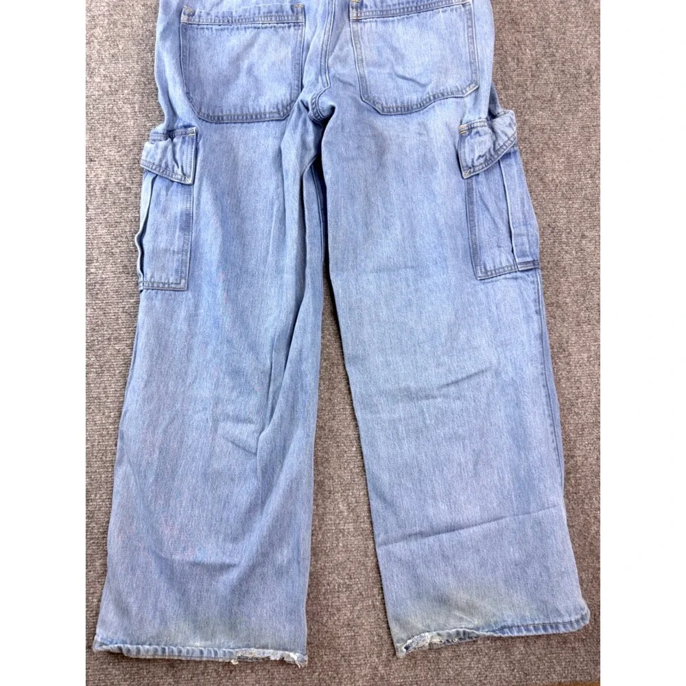 Y2K Hollister Low-Rise‎ Baggy Cargo Jeans Light Wash Blue W29 Short 8S 355D3429